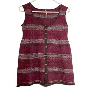 Free People Sweater Vest Womens Size Medium Sleeveless Button Down Babydoll